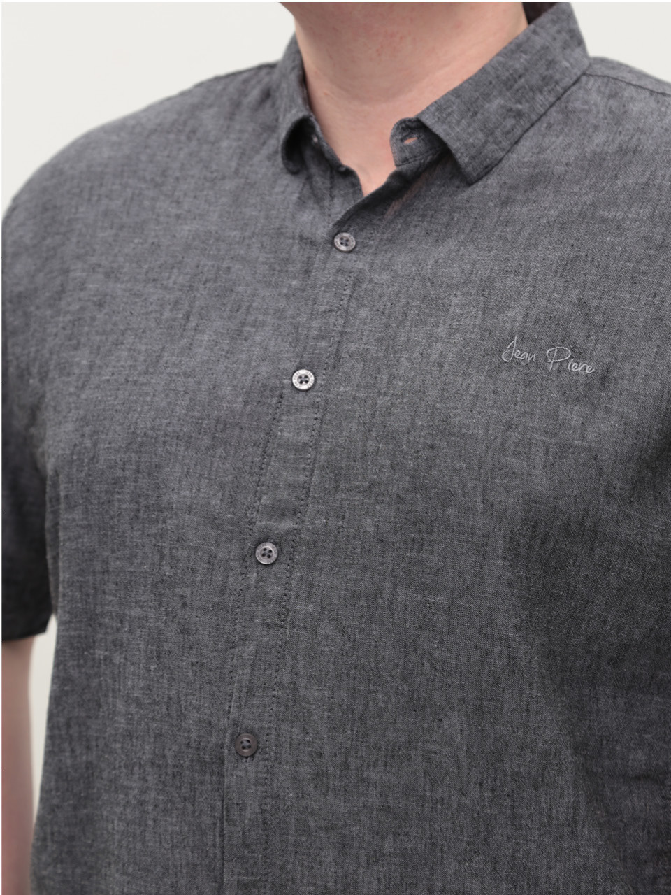 Рубашка мужская серая льняная летняя 6503-13