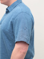Рубашка мужская синяя льняная летняя 6503-07