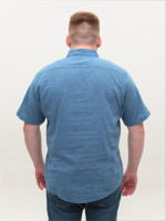 Рубашка мужская синяя льняная летняя 6503-07
