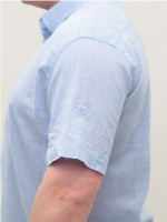 Рубашка мужская голубая льняная летняя большие размеры 6503-B-06