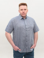 Рубашка мужская сине-серая льняная летняя 6503-14