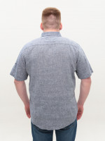 Рубашка мужская сине-серая льняная большие размеры 6503-B-14