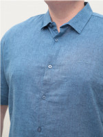 Рубашка мужская синяя льняная большие размеры 6503-B-07