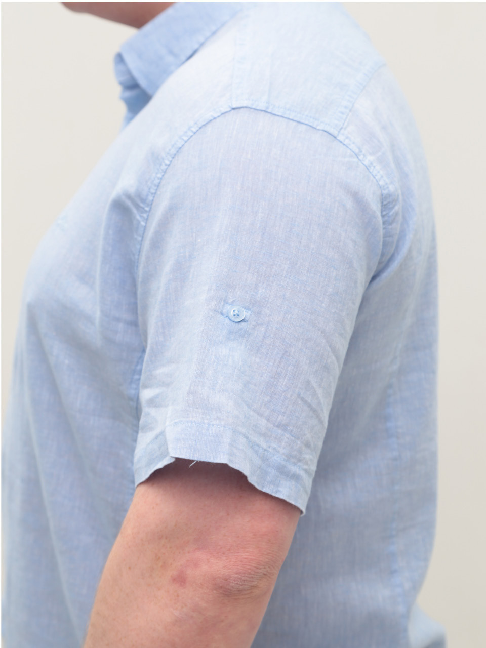 Рубашка мужская голубая льняная летняя 6503-06