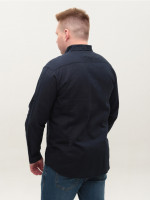 Рубашка мужская темно-синяя льняная длинный рукав 8412-01