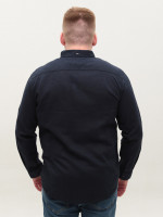 Рубашка мужская темно-синяя льняная длинный рукав 8412-01