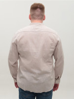 Рубашка мужская льняная бежевая длинный рукав большой размер 8420-B-2