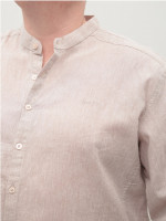 Рубашка мужская льняная бежевая длинный рукав большой размер 8420-B-2