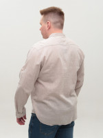 Рубашка мужская льняная бежевая длинный рукав большой размер 8420-B-2