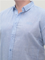 Рубашка мужская голубая льняная короткий рукав 304-06