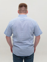 Рубашка мужская голубая льняная короткий рукав 304-06
