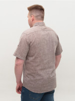 Рубашка мужская коричневая льняная короткий рукав 304-11