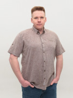 Рубашка мужская коричневая льняная короткий рукав 304-11