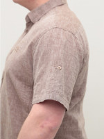 Рубашка мужская коричневая льняная короткий рукав 304-11