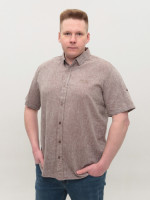 Рубашка мужская коричневая льняная короткий рукав 304-11