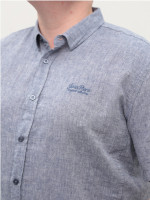 Рубашка мужская синяя льняная короткий рукав 304-14