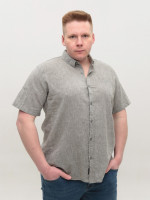Рубашка мужская зеленая льняная короткий рукав 304-08