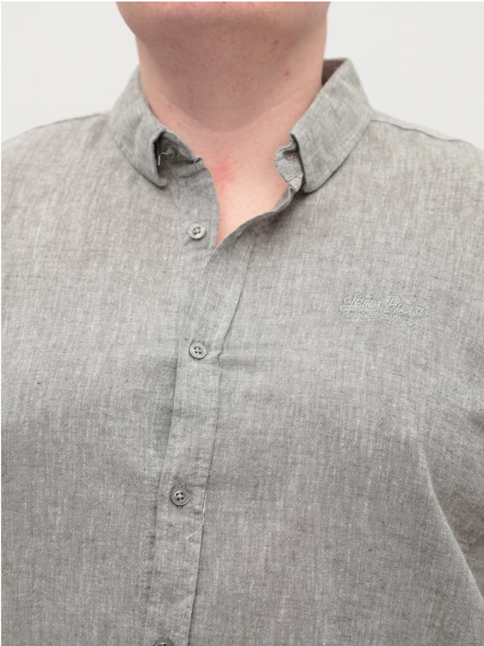 Рубашка мужская зеленая льняная короткий рукав 304-08