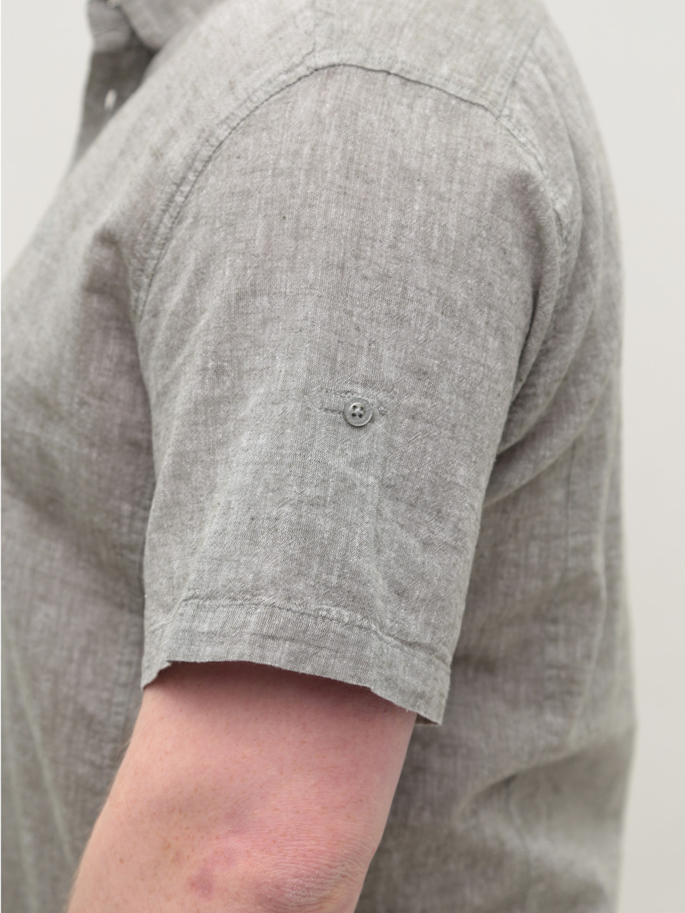 Рубашка мужская зеленая льняная короткий рукав 304-08