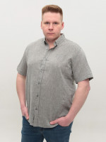 Рубашка мужская зеленая льняная короткий рукав 304-08