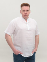 Сорочка чоловіча біла лляна великі розміри 302-00