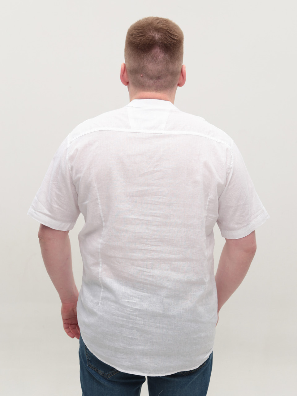 Сорочка чоловіча біла лляна великі розміри 302-00