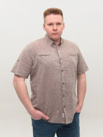 Сорочка чоловіча коричнева лляна короткий рукав 303-11