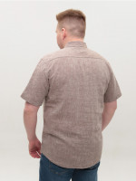 Сорочка чоловіча коричнева лляна короткий рукав 303-11