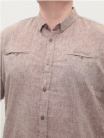 Сорочка чоловіча коричнева лляна короткий рукав 303-11