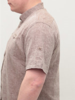 Сорочка чоловіча коричнева лляна короткий рукав 303-11