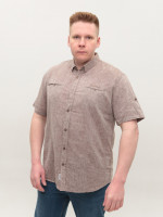 Сорочка чоловіча коричнева лляна короткий рукав 303-11