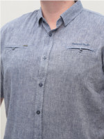 Сорочка чоловіча синьо-сіра лляна короткий рукав 303-14