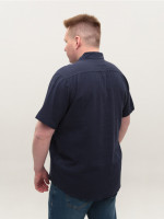 Сорочка чоловіча темно-синя лляна короткий рукав 304-01