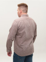 Рубашка мужская коричневая льняная длинный рукав 307-11
