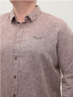 Рубашка мужская коричневая льняная длинный рукав 307-11