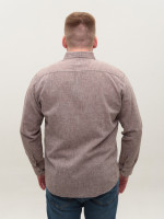 Рубашка мужская коричневая льняная длинный рукав 307-11