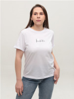 Жіноча футболка біла з принтом пряма 605-1