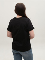 Жіноча футболка чорна з принтом пряма 605-2