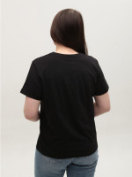 Жіноча футболка чорна з принтом пряма 605-2