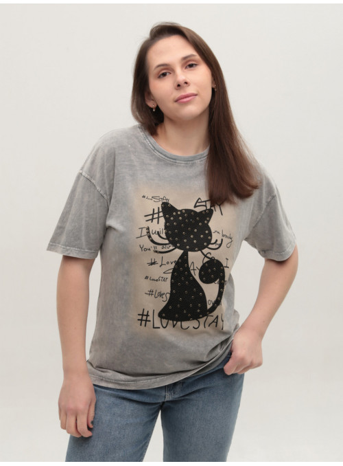 Футболка женская серая с...