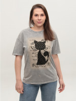 Футболка жіноча сіра з кішкою 635-T