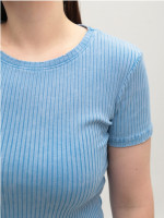 Футболка жіноча блакитна приталена у рубчик 1101-1