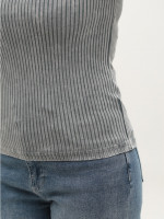 Футболка женская серая приталенная в рубчик 1101-2