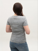 Футболка женская серая приталенная в рубчик 1101-2