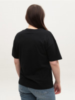 Футболка женская черная широкая с котом 1110-2-T