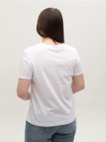 Футболка женская белая прямая с котом 1115-1