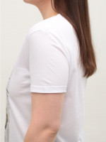 Футболка женская белая прямая с котом 1115-1
