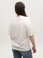 Футболка женская белая широкая с принтом 618-3-T