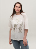 Футболка женская белая широкая с принтом 618-3-T