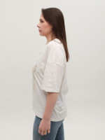 Футболка женская белая широкая с принтом 618-3-T